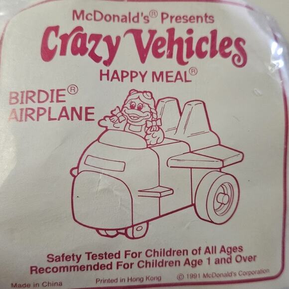 1991 McDonalds Crazy Vehicles Birdie Airplane New in Package - Picture 1 of 2